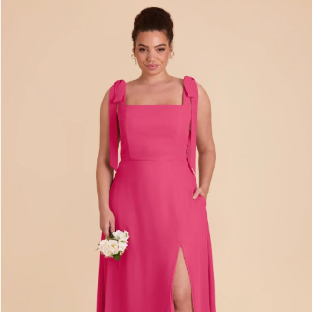 Alex Chiffon Dress in Fuchsia -- Birdy Grey